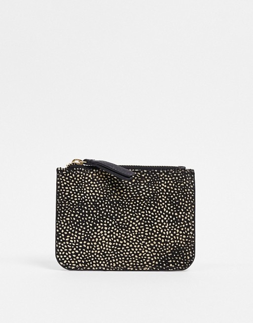 Urbancode leather zip top card holder in leopard