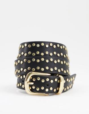 Urbancode - Leren riem met studs in zwart