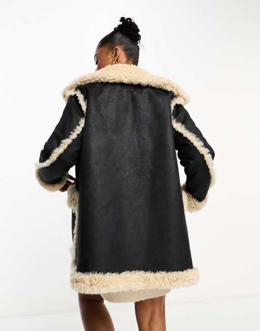 Urbancode aviator coat 2025 with faux fur trim