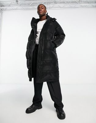 Urbancode longline puffer coat in black - ASOS Price Checker