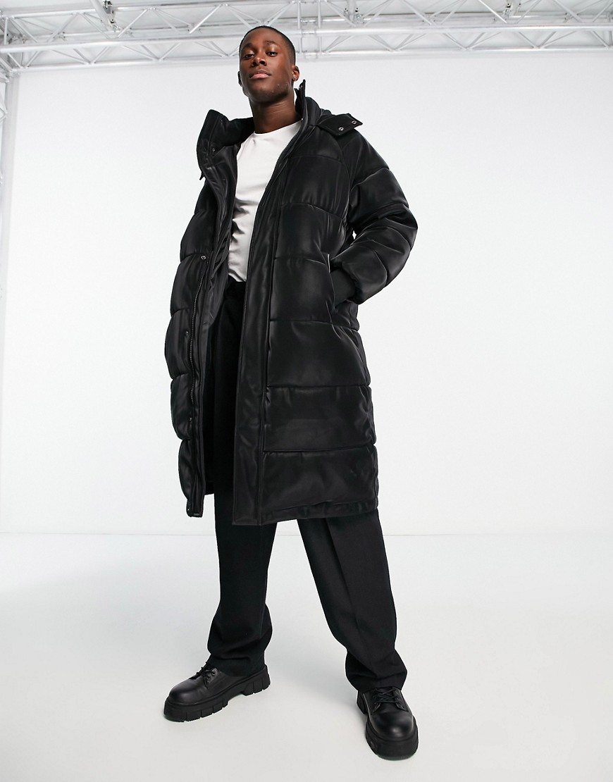 Urbancode longline puffer coat in black
