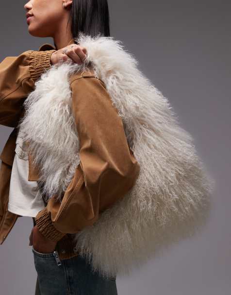 Urbancode oversized mongolian shearling bag in - view 1
