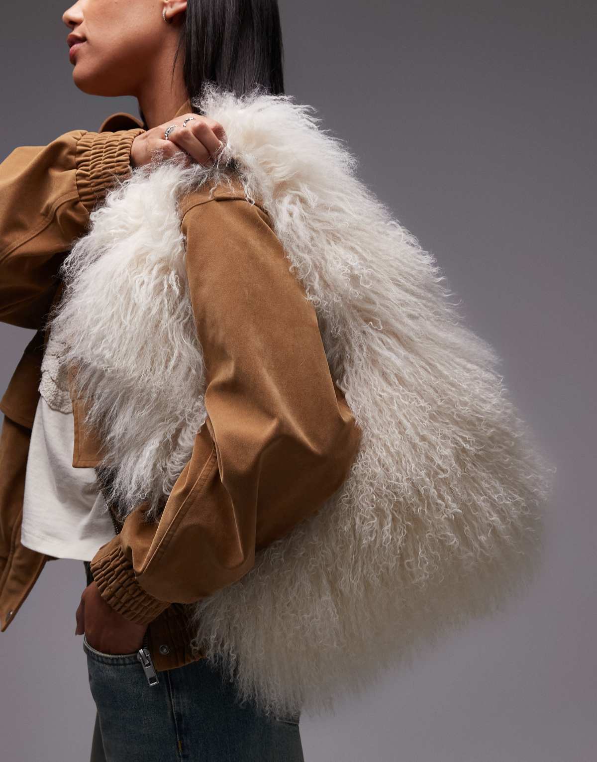 Urbancode oversized mongolian shearling bag in