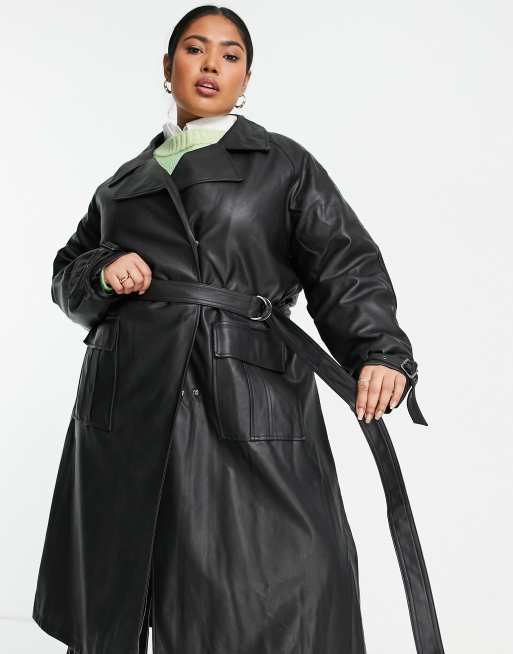 Urbancode Plus faux leather trench coat