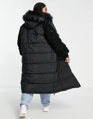 Urbancode Curve Urbancode Plus Lux Parka Coat in Black Womens Clothing Coats Parka coats 