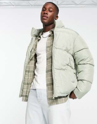 Urbancode Curve Urbancode Puffer Jacket In Sage-green | ModeSens