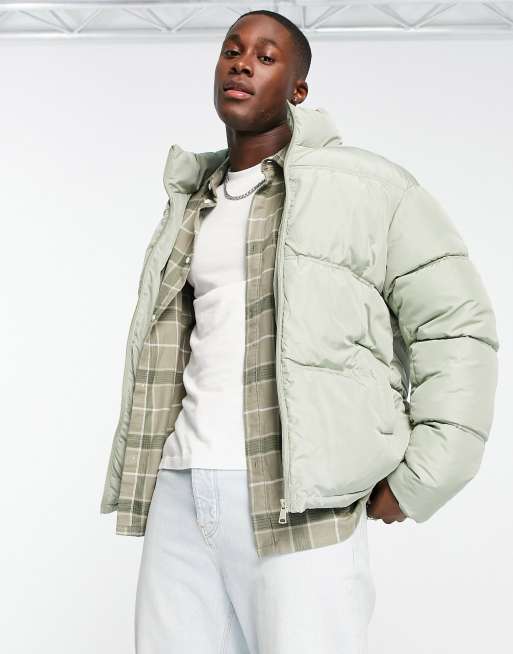 Urbancode puffer jacket in sage | ASOS