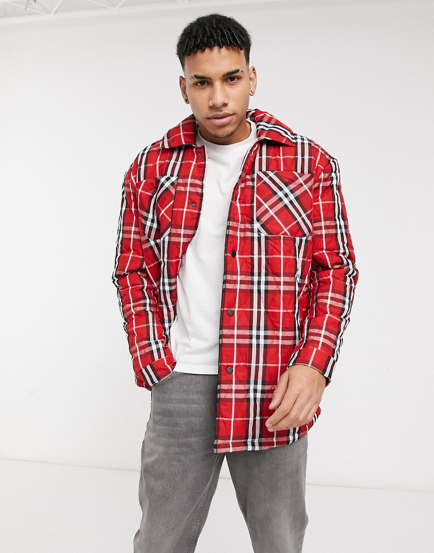 Urbancode quilted overshirt in check-Multi