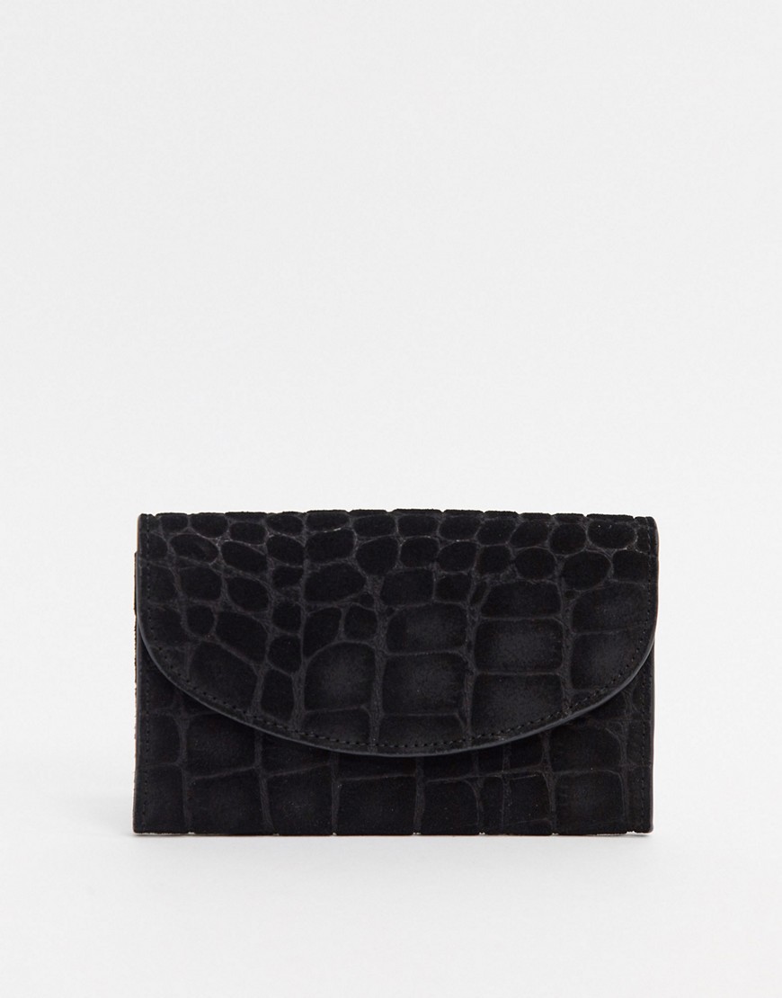 Urbancode real leather and suede foldover purse-Black