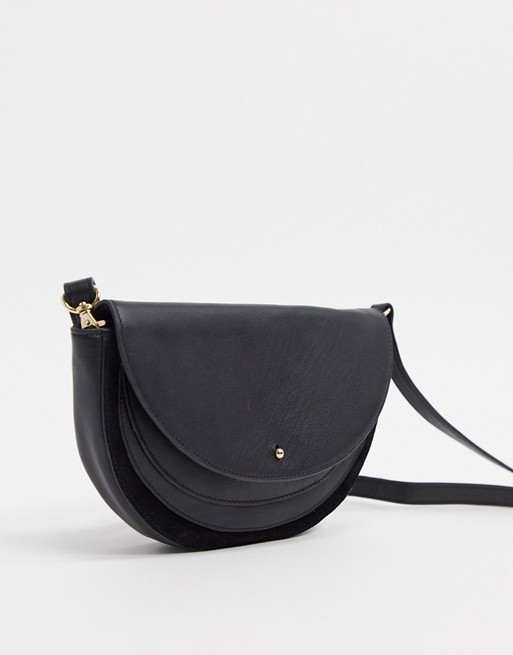 Urbancode real leather and suede half moon cross body bag