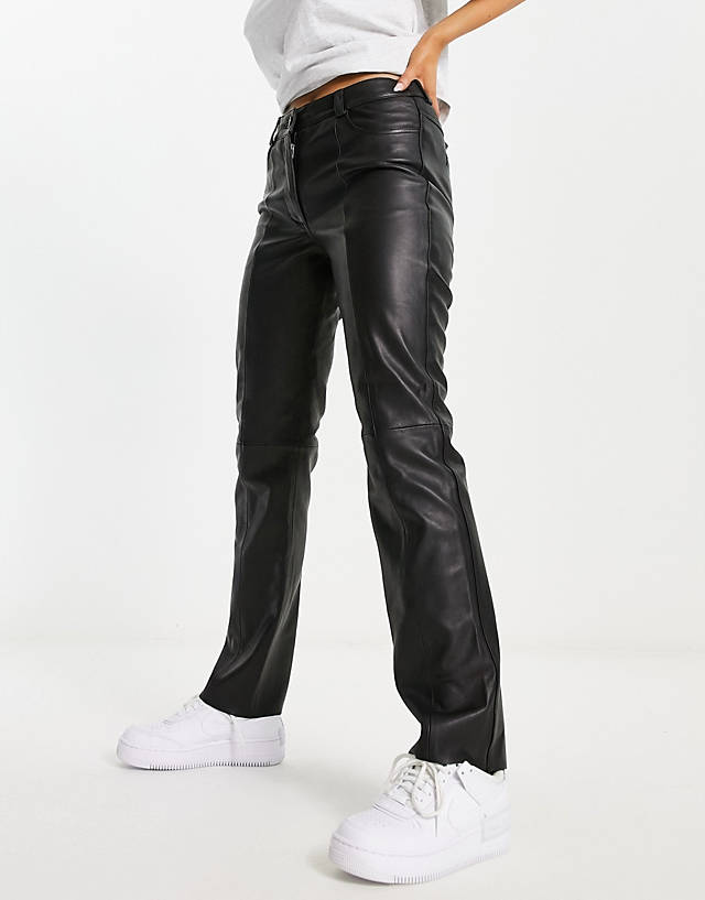 Urbancode - real leather straight leg trouser in black
