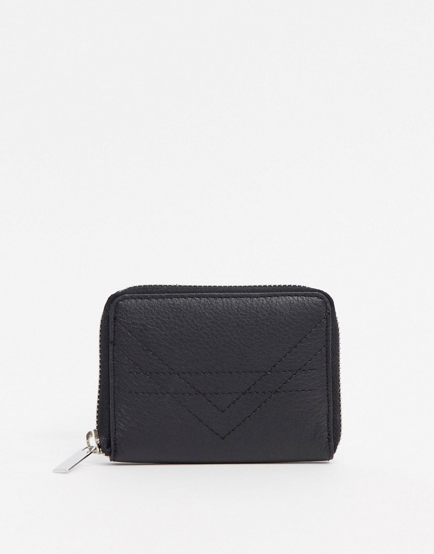 Urbancode real leather zip around purse-Black