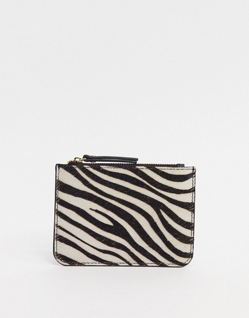 Urbancode real leather zip coin purse in zebra