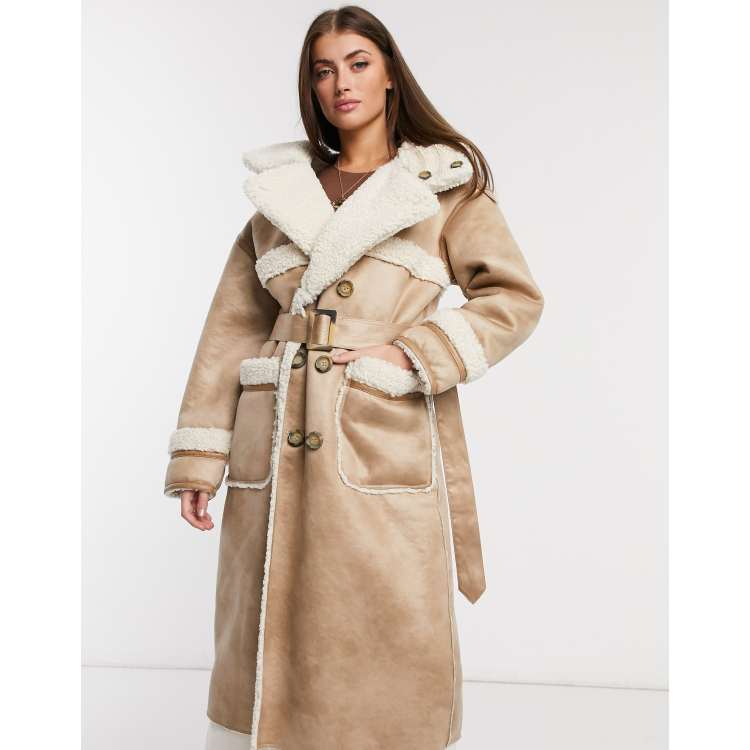 Urbancode Retter reversible faux shearling coat in vanilla