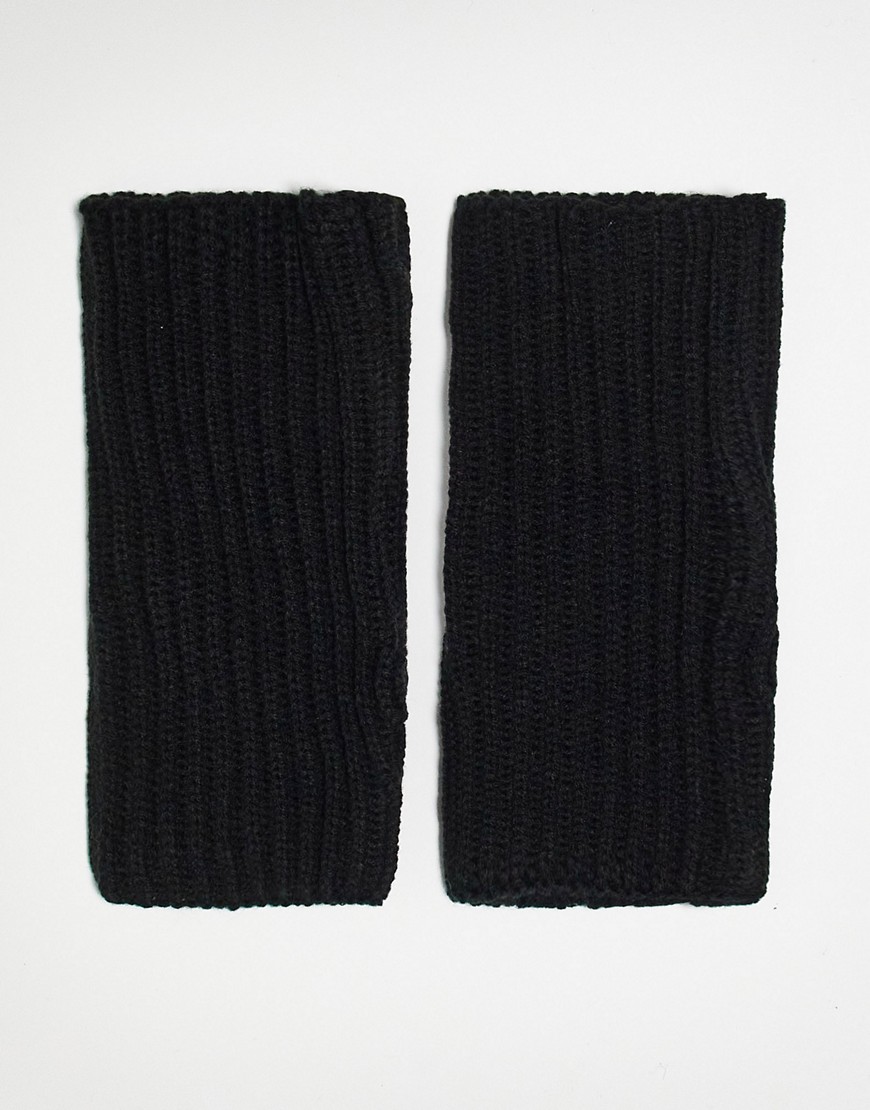 ribbed gloves in black
