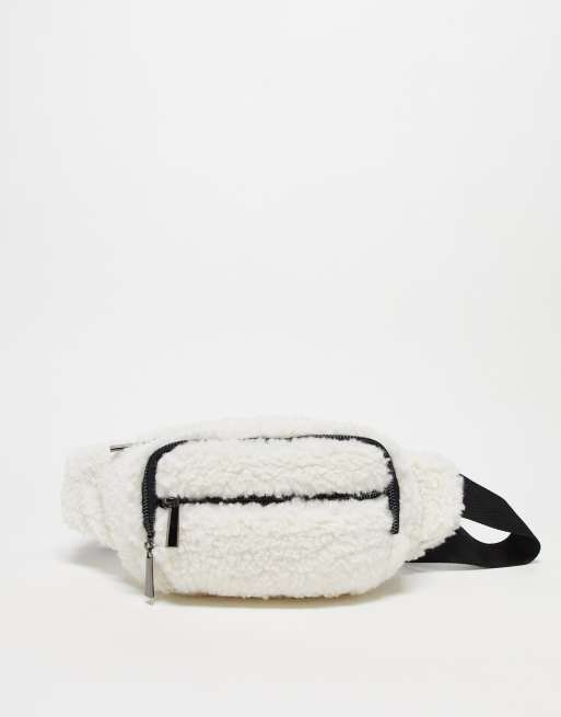 Urbancode - Sac banane en imitation peau de mouton - Blanc cassé