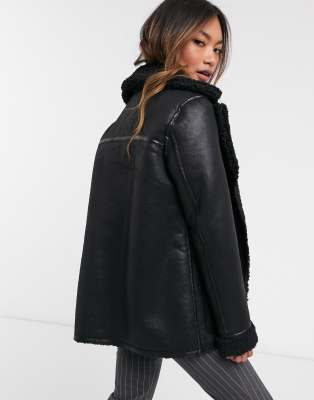 reversible faux shearling coat