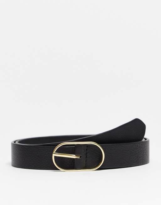 Urbancode slim leather belt in black | ASOS