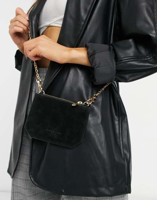 Urbancode small leather cross body purse bag in black