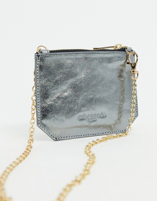 Urbancode small leather cross body purse bag in silver