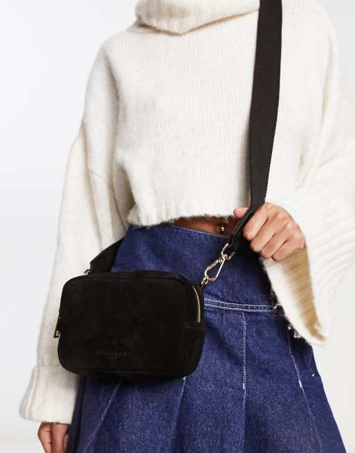 Urbancode - Sort crossbody-kamerataske i ruskind