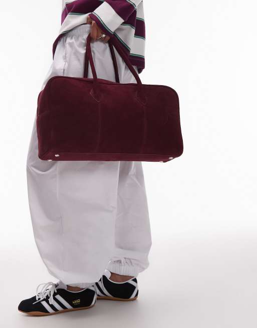 Urbancode suede bowling bag in brugundy