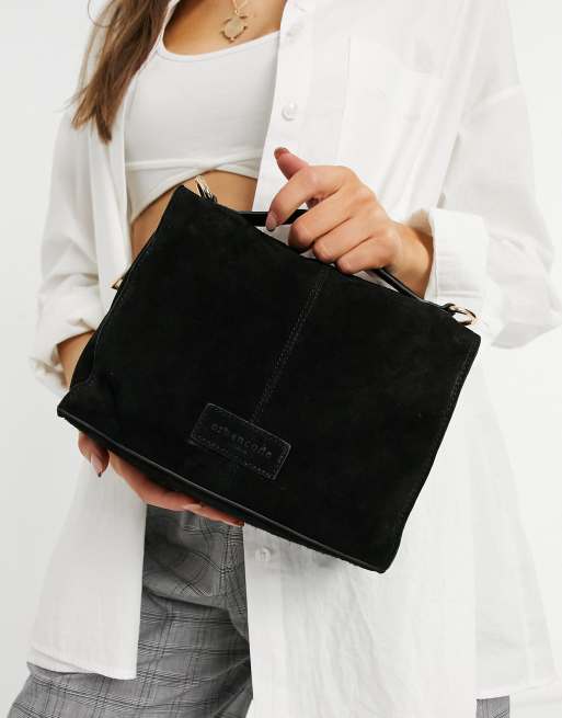 Urbancode suede boxy cross body bag in black