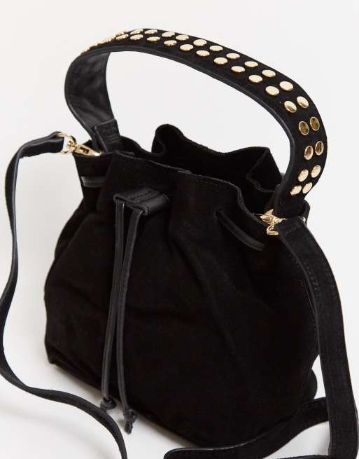 Black suede 2024 bucket bag