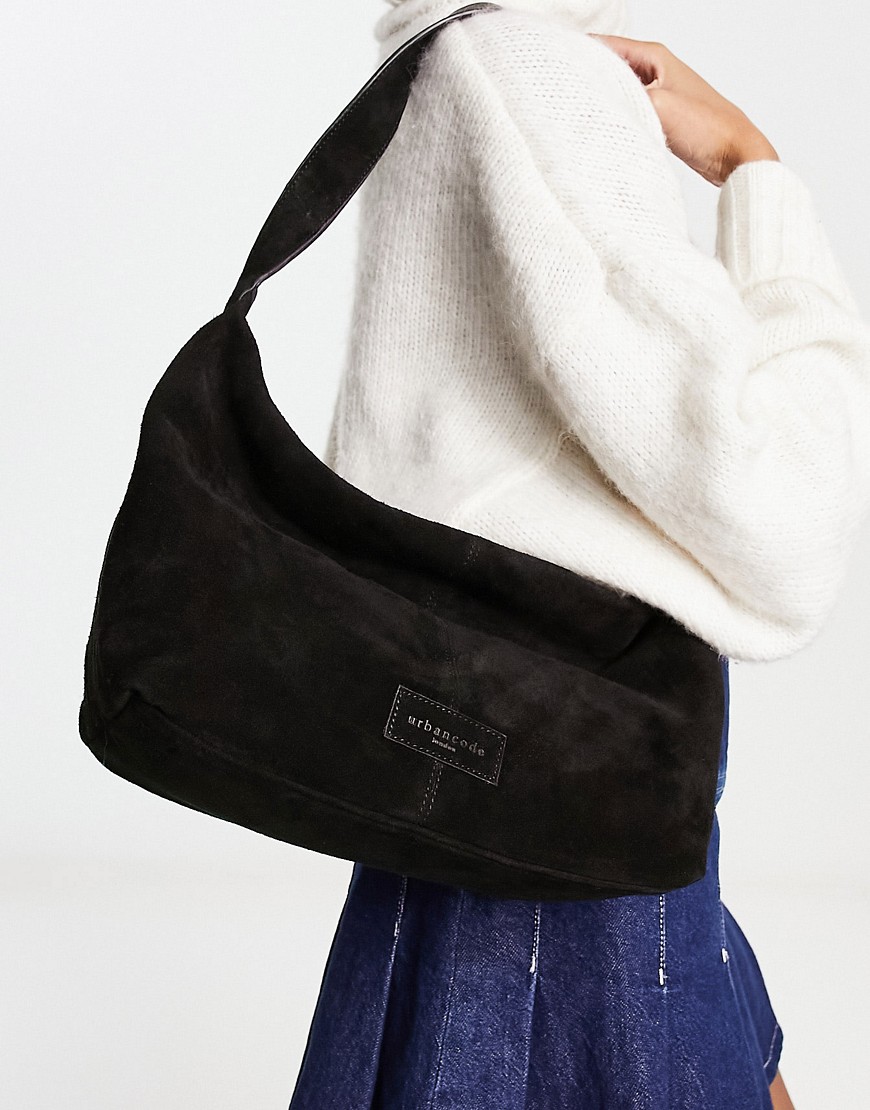 Urbancode Suede Easy Shoulder Bag In Black