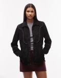 [Urbancode] Urbancode suede fringe detail boho jacket in black 8 BLACK