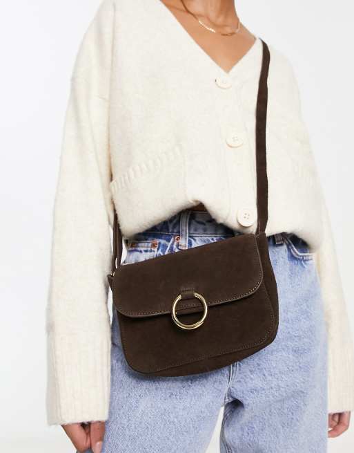 ring leather crossbody bag