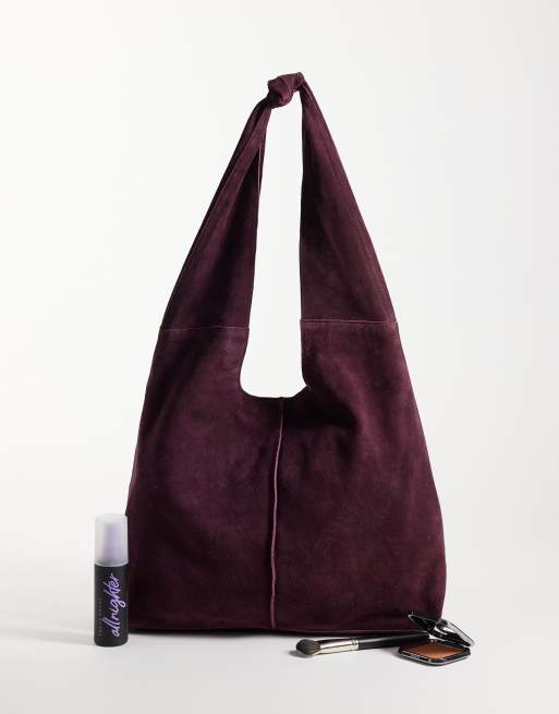 Urbancode suède schoudertas in aubergine, 2 van 4