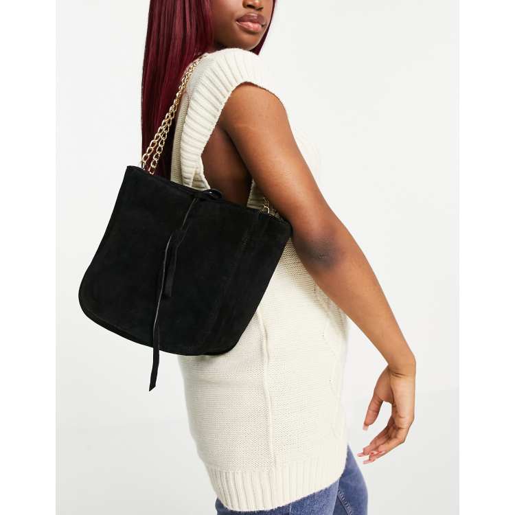 Urbancode suede fringe crossbody bag in black