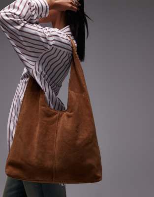 Urbancode Urbancode suede shoulder bag in caramel-Brown