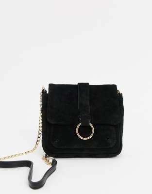 suede black cross body bag