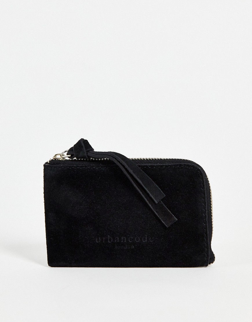 Urbancode suede zip coin purse in black