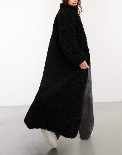 Black teddy store maxi coat