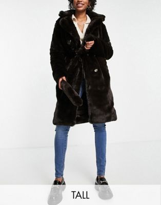 Urbancode Tall faux fur trench coat