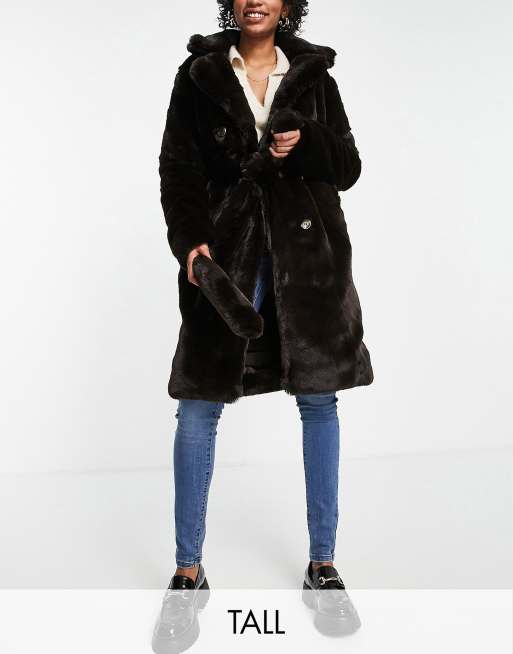 Urbancode Tall faux fur trench coat | ASOS