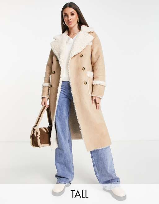 Urbancode Tall faux sherpa soft coat