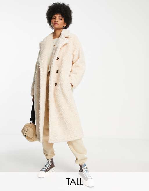 Urbancode Tall - Soprabito color crema in pile borg