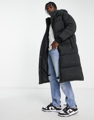 Urbancode tech longline puffer coat in black - ASOS Price Checker