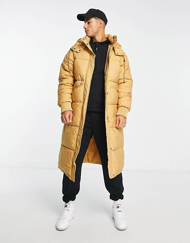 Urbancode - tech longline puffer jacket in mustard