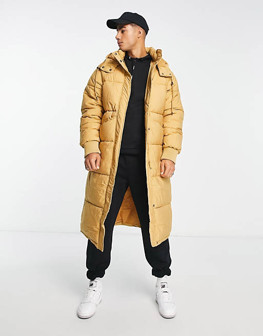 Urbancode tech longline puffer jacket in mustard