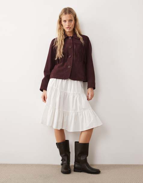 Urbancode - Veste à franges style western - Bordeaux - view 1