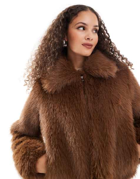 Urbancode - Veste courte en fausse fourrure - Fauve - view 1