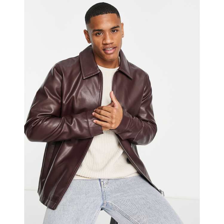 Veste cuir bordeaux hotsell