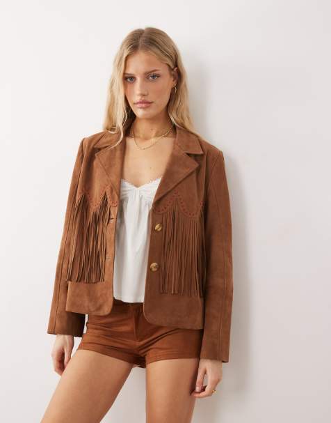 Urbancode - Veste longue en cuir - Fauve - view 1