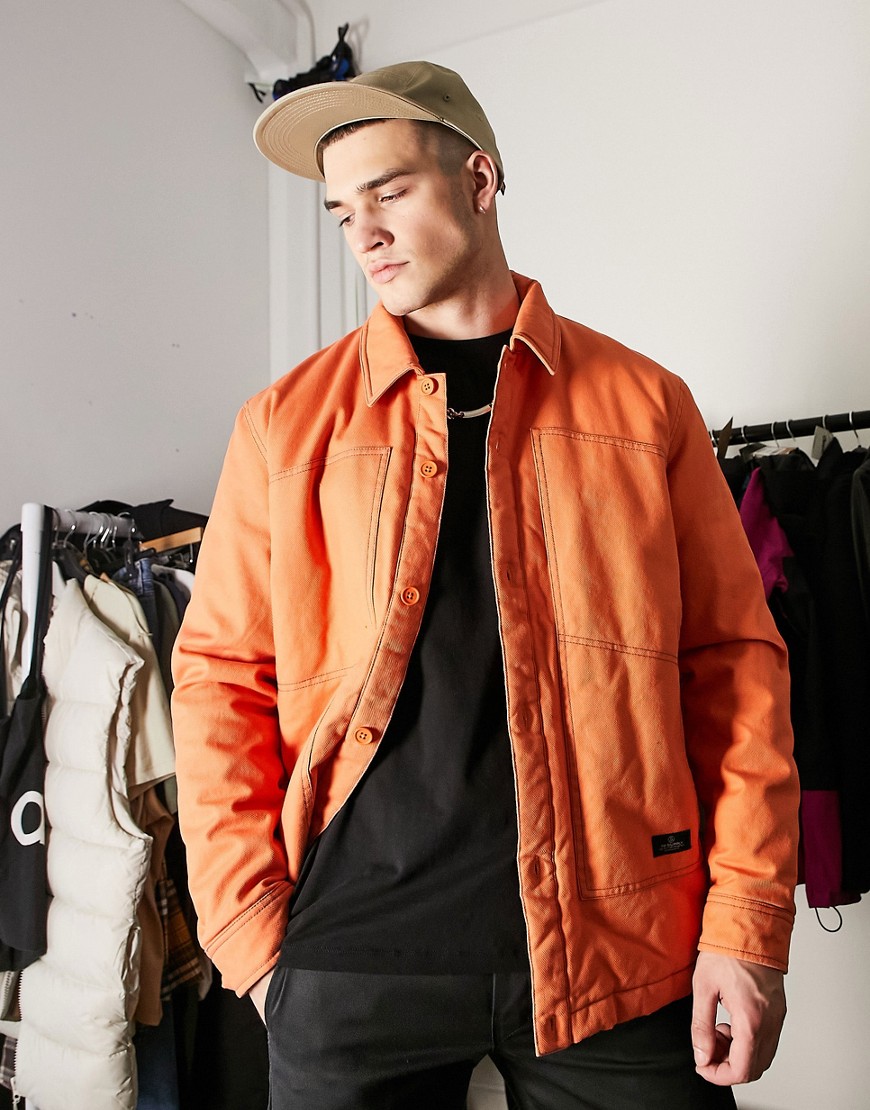 фото Утепленная спортивная куртка с контрастными строчками оранжевого цвета topman-оранжевый цвет