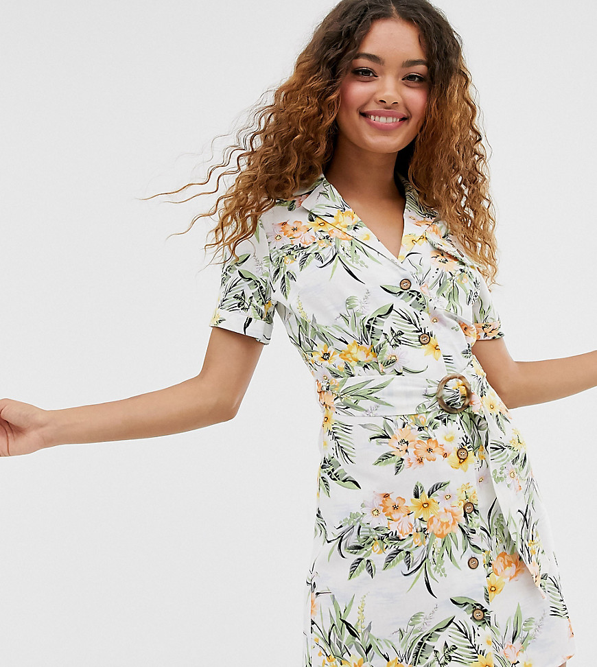 Utility kjole i tropisk print fra Miss Selfridge Petite-Multifarvet